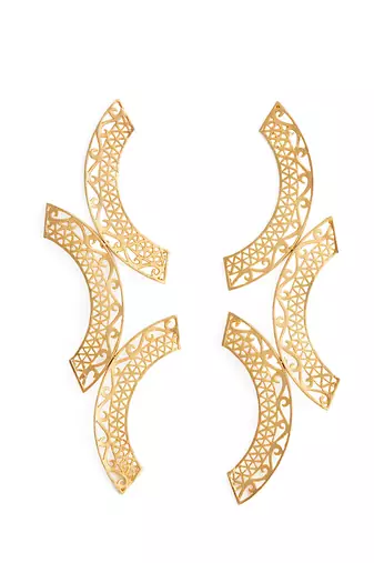 Golden kalachakra lattice earrings