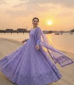 Lavender Colour Gown Suit Set Designer Anarkali Suit Set With Dupatta