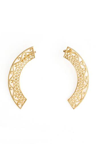 Golden kalachakra lattice ear climber