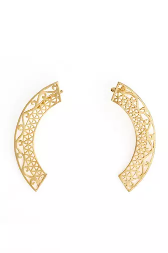 Golden kalachakra lattice ear climber