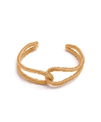 Golden threaded interlocked adjustable bracelet 1