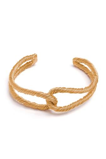 Golden threaded interlocked adjustable bracelet