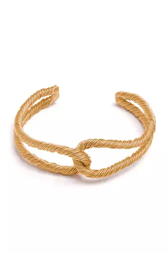Golden threaded interlocked adjustable bracelet