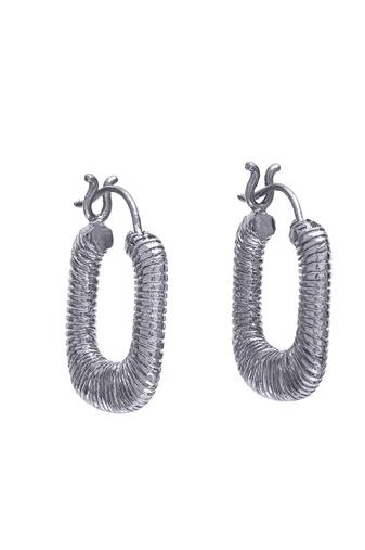 Silver threaded rectangular hoops