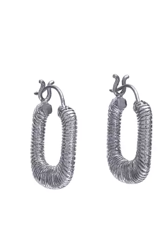 Silver threaded rectangular hoops