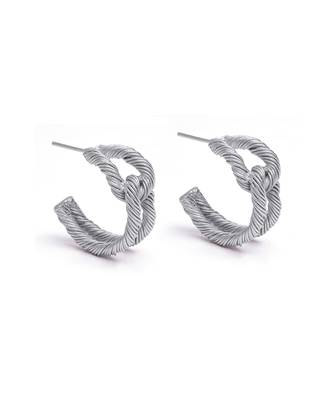 Silver threaded circular hoops 1