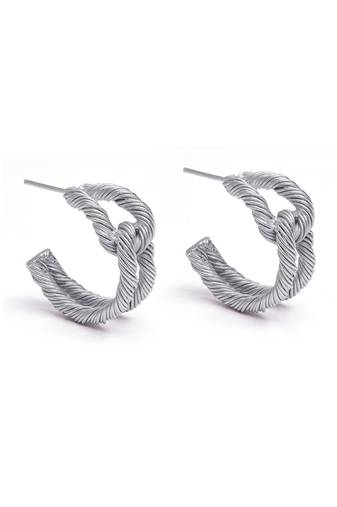 Silver threaded circular hoops