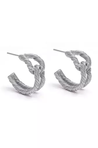 Silver threaded circular hoops