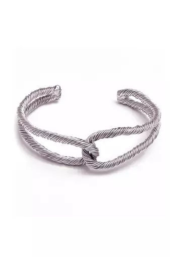 Silver threaded interlocked adjustable bracelet