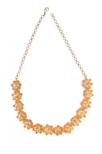 Golden flower motifs choker necklace