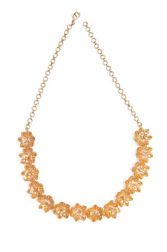 Golden flower motifs choker necklace