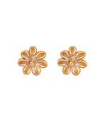 Golden pearly flower stud earrings