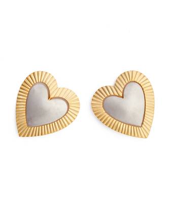 Gilded dual tone heart studs 1
