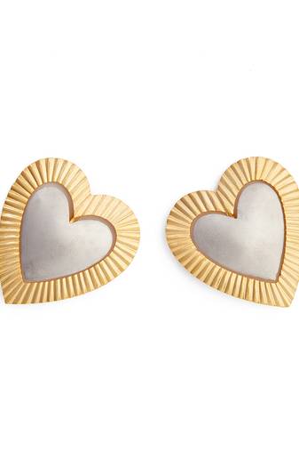 Gilded dual tone heart studs