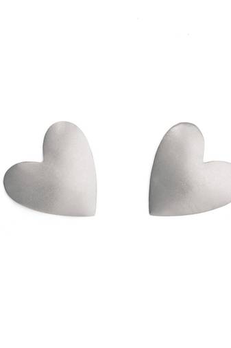 Silver smooth heart studs