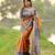 Women orange art silk handloom saree