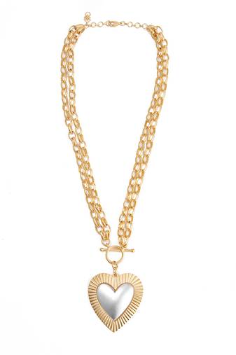 Gilded dual tone heart neckchain