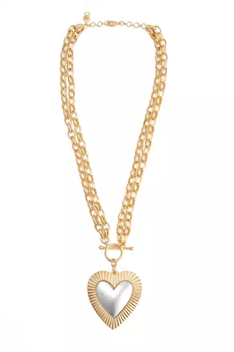 Gilded dual tone heart neckchain