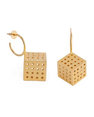 Gold mini cubical hoops earrings 1