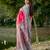 Women pink art silk handloom saree