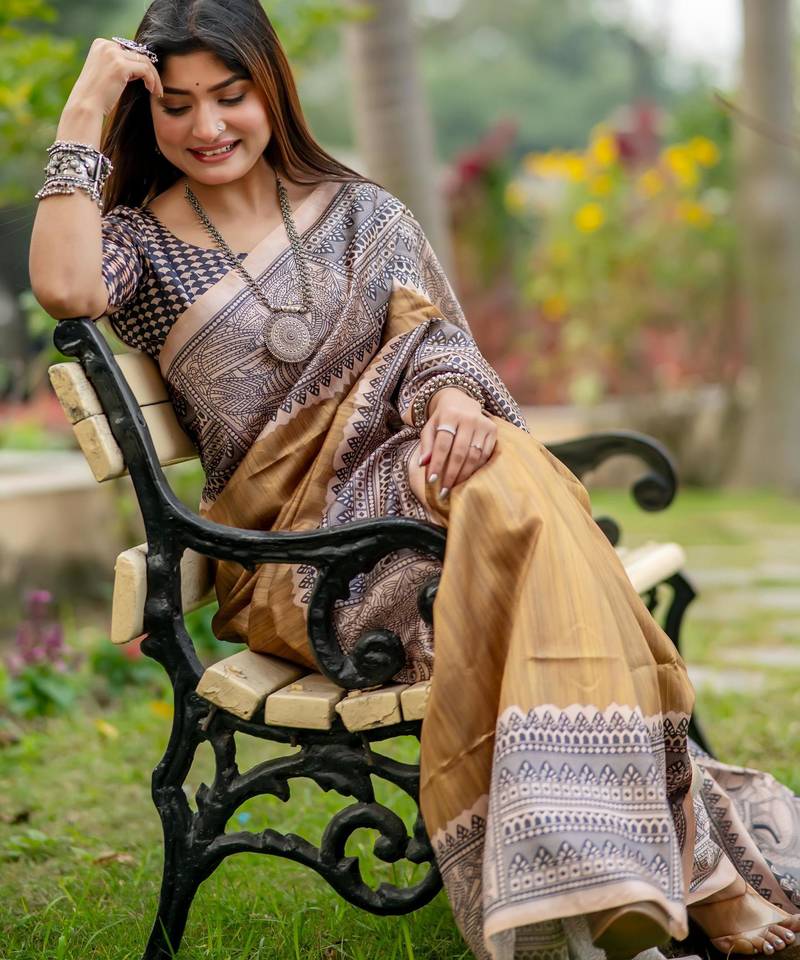 Women chiku art silk handloom saree
