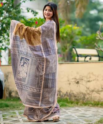 Women chiku art silk handloom saree 3