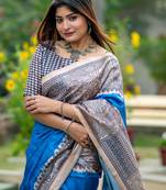 Women blue art silk handloom saree