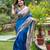 Women blue art silk handloom saree