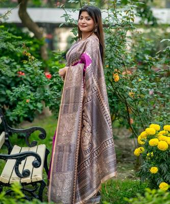 Women wine art silk handloom saree 2
