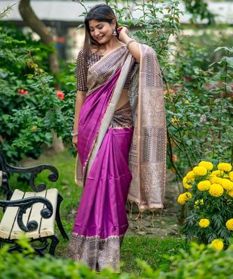 Women wine art silk handloom saree 3