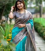 Women rama art silk handloom saree