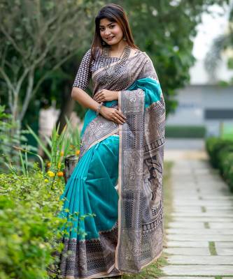 Women rama art silk handloom saree 2