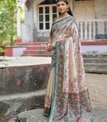 Women green art silk handloom saree