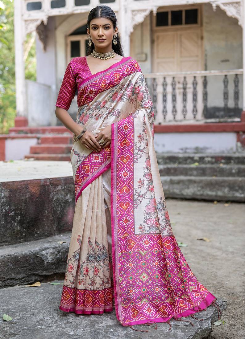 Women rani art silk handloom saree
