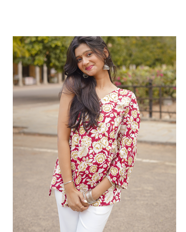 Corset Back Digital Print Cotton Short Kurti 1