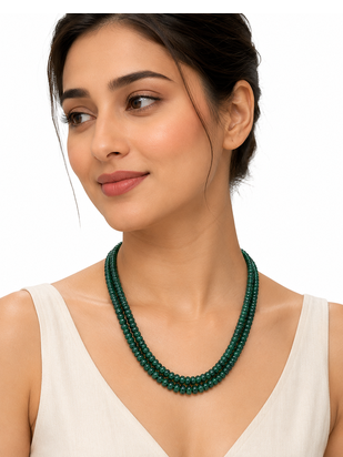 2 rows precious uncut emeralds 2