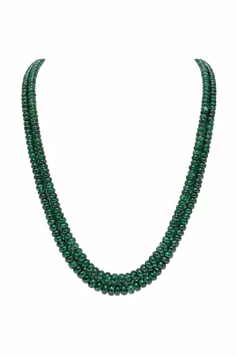 2 rows precious uncut emeralds