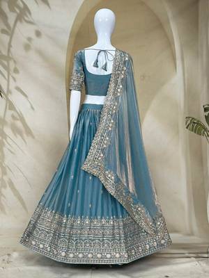 lovely grey fandy silk fabric Dori Zari , Sequence, Embroidered indian wedding lattest designer lehenga choli 7