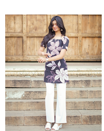 Black & White Digital Print Cotton Short Kurti 1
