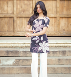 Black & White Digital Print Cotton Short Kurti
