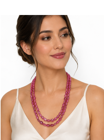 oval shape 2 rows precious ruby uncut  1