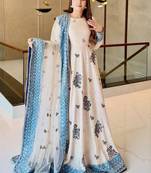White Anarkali Suit Set Beautiful Gown With Dupatta