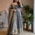  grey zari embroidered silk anarkali suit set with dupatta