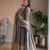  grey zari embroidered silk anarkali suit set with dupatta