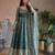  sea blue zari embroidered silk anarkali suit set with dupatta