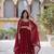 Red faux georgette readymade anarkali suit with embroidery & zari work
