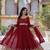 Red faux georgette readymade anarkali suit with embroidery & zari work