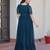 Navy faux georgette readymade anarkali suit with embroidery & beads work