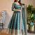  sea blue zari embroidered silk anarkali suit set with dupatta