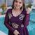 Purple silk readymade anarkali suit with embroidery & zari sequin  work